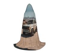 JDbncxe L Halloween Hooded Cape Cars in the desert Print – Unisex Costume Cape for Cosplay, Comic Exhibition, Carnival Party