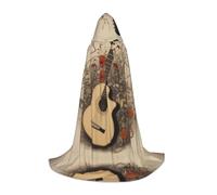 JDbncxe L Halloween Hooded Cape Guitar in the flowers Print – Unisex Costume Cape for Cosplay, Comic Exhibition, Carnival Party