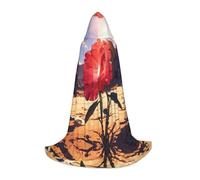 JDbncxe L Halloween Hooded Cape Red rose in the desert Print – Unisex Costume Cape for Cosplay, Comic Exhibition, Carnival Party