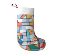 JDbncxe Large Christmas Stocking for Fireplace - Soft & Personalized Holiday Decor, Geometric puzzles Print Xmas Tree Accessory