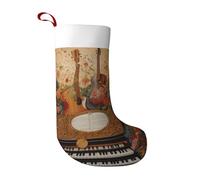 JDbncxe Large Christmas Stocking for Fireplace - Soft & Personalized Holiday Decor, Guitar and Piano Print Xmas Tree Accessory