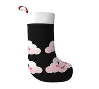 JDbncxe Large Christmas Stocking for Fireplace - Soft & Personalized Holiday Decor, Pink smiley white cloud Print Xmas Tree Accessory