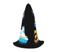 JDbncxe M Halloween Hooded Cape Over the sea Print – Unisex Costume Cape for Cosplay, Comic Exhibition, Carnival Party