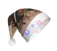 JDbncxe Piano surrounded by flowers Print LED Christmas Hat for Adults - Festive Santa Hat, Soft Xmas Party Headwear - Unisex Warm Cap