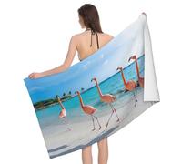 JDbncxe Pink Flamingo on Beach Print Bath Towels â€“ Soft Absorbent Microfiber Towel for Bathroom, Beach, and Travel â€“ Versatile Wrap