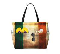 JDbncxe Retro Irish flag Print Large Capacity Beach Travel Tote Bag, Ideal for Vacation, Cruise, Camping, and Gym