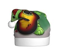 JDbncxe Returnee holding a guitar Print Christmas Hat for Adults - Unisex Santa Hat, Xmas New Year Favors, Holiday Festive Headwear