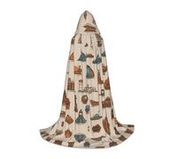 JDbncxe S Halloween Hooded Cape Cartoon Castle Ship Print â€“ Unisex Costume Cape for Cosplay, Comic Exhibition, Carnival Party