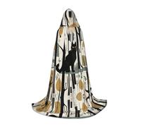 JDbncxe S Halloween Hooded Cape Cat in the woods Print – Unisex Costume Cape for Cosplay, Comic Exhibition, Carnival Party