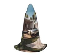 JDbncxe S Halloween Hooded Cape Coconut Grove Courtyard Print – Unisex Costume Cape for Cosplay, Comic Exhibition, Carnival Party