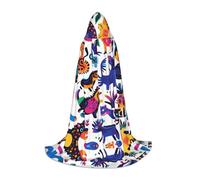 JDbncxe S Halloween Hooded Cape Colorful Dinosaur War Print â€“ Unisex Costume Cape for Cosplay, Comic Exhibition, Carnival Party