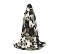 JDbncxe S Halloween Hooded Cape Giant panda watching the fun Print – Unisex Costume Cape for Cosplay, Comic Exhibition, Carnival Party