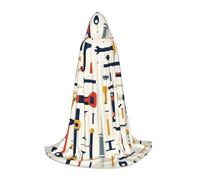 JDbncxe S Halloween Hooded Cape Hands-on Tools Print â€“ Unisex Costume Cape for Cosplay, Comic Exhibition, Carnival Party