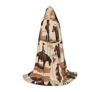 JDbncxe S Halloween Hooded Cape People of the desert Print – Unisex Costume Cape for Cosplay, Comic Exhibition, Carnival Party