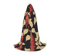 JDbncxe S Halloween Hooded Cape Red berries on the vine Print â€“ Unisex Costume Cape for Cosplay, Comic Exhibition, Carnival Party