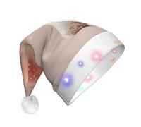 JDbncxe Shy Mushroom Print LED Christmas Hat for Adults - Festive Santa Hat, Soft Xmas Party Headwear - Unisex Warm Cap