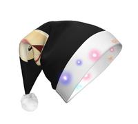 JDbncxe Shy Smile Print LED Christmas Hat for Adults - Festive Santa Hat, Soft Xmas Party Headwear - Unisex Warm Cap