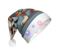 JDbncxe Smiling puppy Print LED Christmas Hat for Adults - Festive Santa Hat, Soft Xmas Party Headwear - Unisex Warm Cap