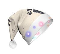 JDbncxe The beauty of small footprints Print LED Christmas Hat for Adults - Festive Santa Hat, Soft Xmas Party Headwear - Unisex Warm Cap