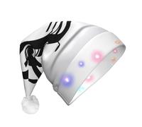 JDbncxe The dance of musical symbols Print LED Christmas Hat for Adults - Festive Santa Hat, Soft Xmas Party Headwear - Unisex Warm Cap