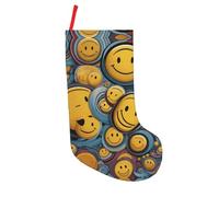 JDbncxe Various smiley faces Print 18in Christmas Stockings – Holiday Hanging Ornament for Fireplace, Xmas Tree, Family Party Decoration