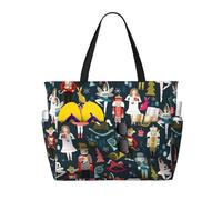 JDbncxe Women's Nutcracker Ballet Xmas Dance Print Large Capacity Beach Travel Tote Bag, Ideal for Vacation, Cruise, Camping, and Gym