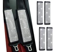 JDDRY 4-Pack Bling Seat Belt Covers,Bling Seat Belt Covers for Womens,Car Seat Belt Strap Cover Shoulder Pad,Universal Car Interior Accessories Fit for Car/Truck/SUV(Silver,4PC)