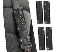 JDDRY 4-Pack Bling Seat Belt Covers,Bling Seat Belt Covers for Womens,Car Seat Belt Strap Cover Shoulder Pad,Universal Car Interior Accessories Fit for Car/Truck/SUV(Black,4PC)