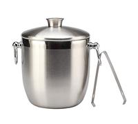 Jdeijfev Stainless Steel Ice Bucket with Tongs Liter Double Walled Insulated with Tongs and Lid Ice Container(3L)