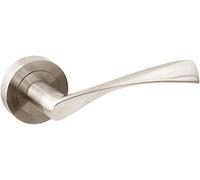 Jdel Interior Door Handle Set, Passage Door Handle Set with Rosette 50 mm, Satin Nickel