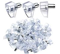 Jdesun Shelf Support Pegs, 50 Pcs Clear Metal and Platic, Versatile for Kitchen Furniture and Book Shelves