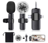Jdfdexc 3 in 1 Professional Wireless Microphone for iPhone,Android,Camera,Lapel Mic with Noise Reduction,Mini Microphone Crystal Clear Sound Quality for Recording,Live Streaming,Tiktok,YouTube,Vlog