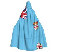 JDFHGNU Adult Hooded Cloak Unisex Masquerade Cloak Halloween Witch Cloak Christmas Party Robe Cape, Fiji Flag Patterns