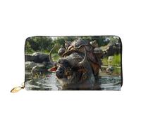 JDFHGNU Armor Covered Buffalo Pattern, Women'S Wallet, Long Clutch Wallet, Credit Card Holder Wallet, Travel Coin Purse, Black, One Size