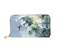 JDFHGNU Bamboo Leaves Pattern, Women'S Wallet, Long Clutch Wallet, Credit Card Holder Wallet, Travel Coin Purse, Black, One Size
