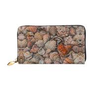JDFHGNU Beach Conch Shell Pattern, Women'S Wallet, Long Clutch Wallet, Credit Card Holder Wallet, Travel Coin Purse, Black, One Size