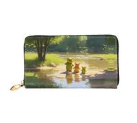 JDFHGNU Bear Playing With Water Pattern, Women'S Wallet, Long Clutch Wallet, Credit Card Holder Wallet, Travel Coin Purse, Black, One Size