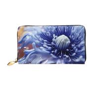 JDFHGNU Blue Anemone Flower Pattern, Women'S Wallet, Long Clutch Wallet, Credit Card Holder Wallet, Travel Coin Purse, Black, One Size