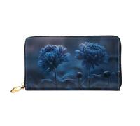 JDFHGNU Blue Chrysanthemum Pattern, Women'S Wallet, Long Clutch Wallet, Credit Card Holder Wallet, Travel Coin Purse, Black, One Size