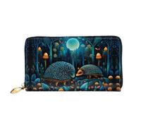 JDFHGNU Blue Forest Hedgehog Pattern, Women'S Wallet, Long Clutch Wallet, Credit Card Holder Wallet, Travel Coin Purse, Black, One Size