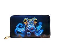 JDFHGNU Blue Ringed Octopus Pattern, Women'S Wallet, Long Clutch Wallet, Credit Card Holder Wallet, Travel Coin Purse, Black, One Size