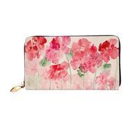JDFHGNU Bright Red Flower Pattern, Women'S Wallet, Long Clutch Wallet, Credit Card Holder Wallet, Travel Coin Purse, Black, One Size
