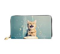 JDFHGNU Cake Battle Cat Pattern, Women'S Wallet, Long Clutch Wallet, Credit Card Holder Wallet, Travel Coin Purse, Black, One Size