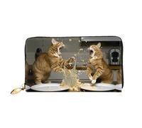 JDFHGNU Cat Battle Pattern, Women'S Wallet, Long Clutch Wallet, Credit Card Holder Wallet, Travel Coin Purse, Black, One Size