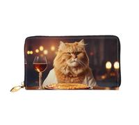 JDFHGNU Cat Eating Pizza Pattern, Women'S Wallet, Long Clutch Wallet, Credit Card Holder Wallet, Travel Coin Purse, Black, One Size