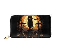 JDFHGNU Cat On Cross Tombstone Pattern, Women'S Wallet, Long Clutch Wallet, Credit Card Holder Wallet, Travel Coin Purse, Black, One Size