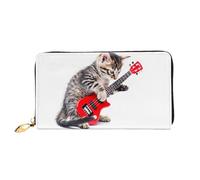 JDFHGNU Cat Playing Guitar Pattern, Women'S Wallet, Long Clutch Wallet, Credit Card Holder Wallet, Travel Coin Purse, Black, One Size