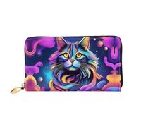 JDFHGNU Cat With Bright Smoke Pattern, Women'S Wallet, Long Clutch Wallet, Credit Card Holder Wallet, Travel Coin Purse, Black, One Size