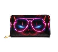 JDFHGNU Cat With Light Glasses Pattern, Women'S Wallet, Long Clutch Wallet, Credit Card Holder Wallet, Travel Coin Purse, Black, One Size