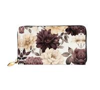 JDFHGNU Coffee Color Flower Pattern, Women'S Wallet, Long Clutch Wallet, Credit Card Holder Wallet, Travel Coin Purse, Black, One Size